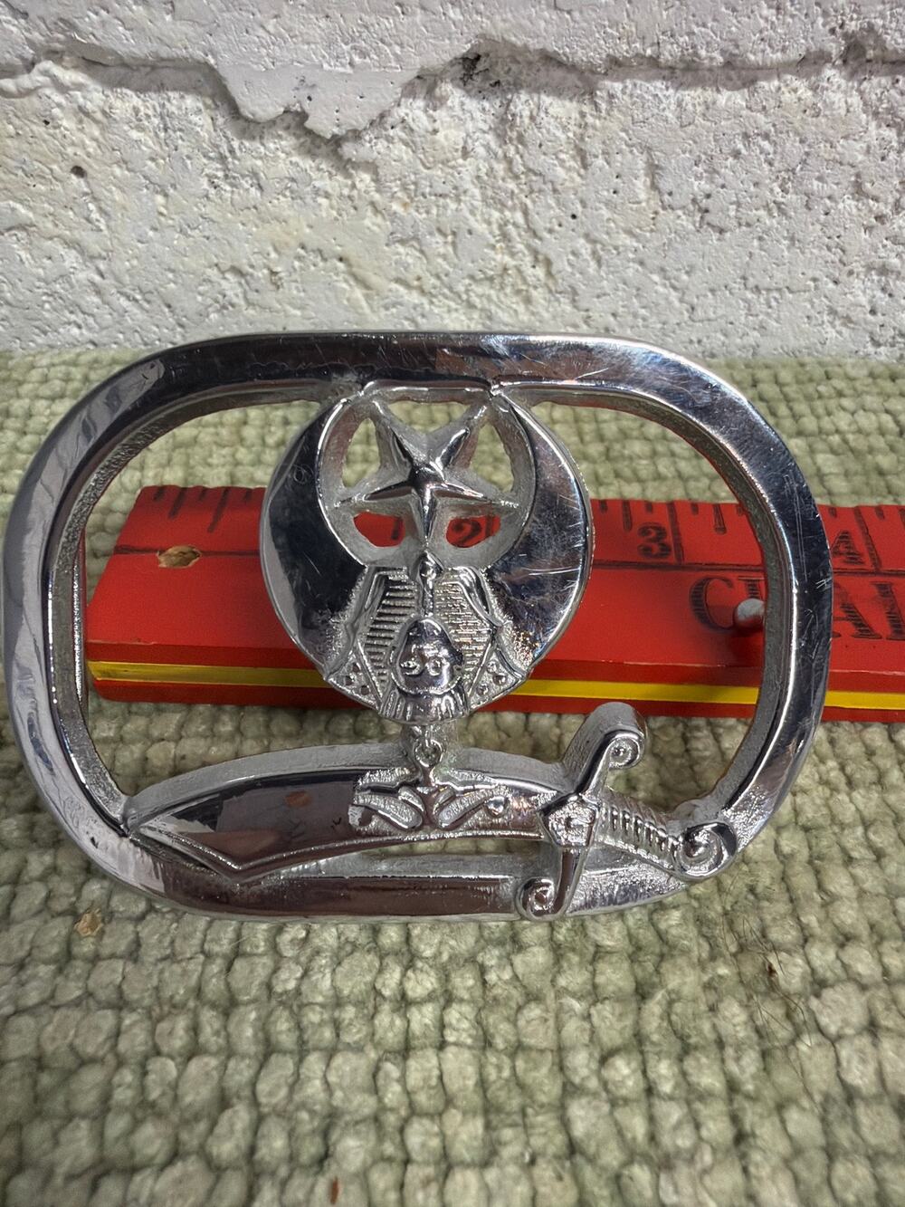 Vintage 1980 Shriners Masonic BBB Baron Buckle #6204 Solid Brass Scimitar Star